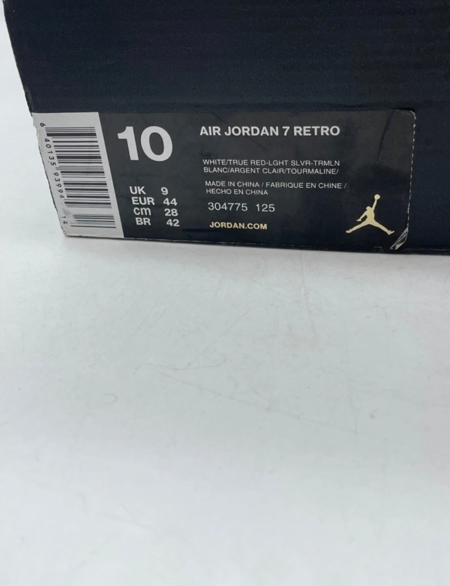 Jordan 7 Retro Hare (2015) 10 (Heavily Worn Pre-Owned)JordanWhite/True Red-Light Silver-Tourmaline - Image 7
