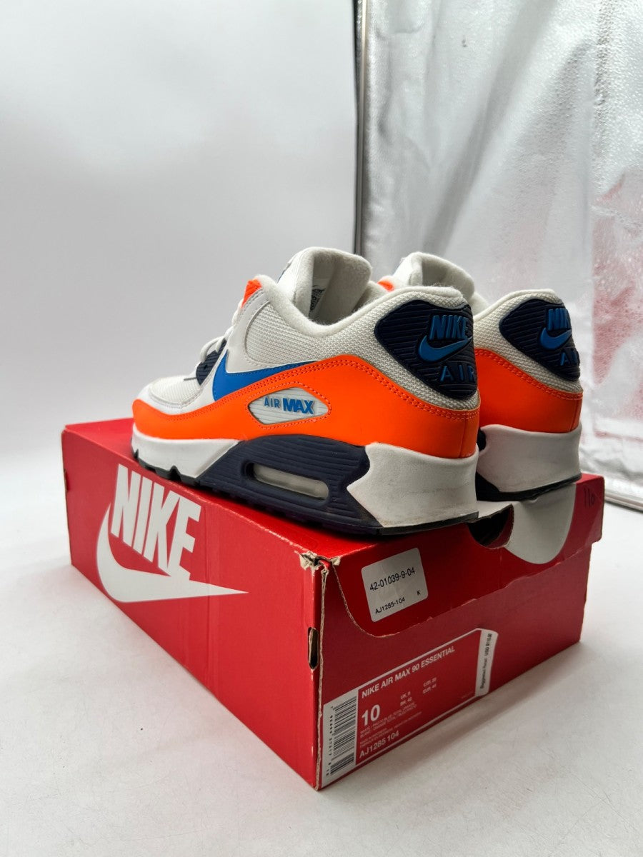 Nike Air Max 90 White Photo Blue Total Orange 10 (Moderately Worn Pre-Owned)NikeWhite/Photo Blue-Total Orange-Midnight Navy-Dark Grey - Image 6