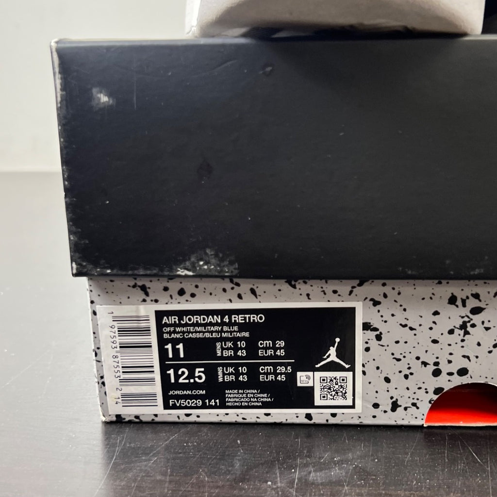 Jordan 4 Retro Military Blue (2024) 11 (Lightly Worn Pre-Owned)JordanOff-White/Military Blue/Neutral Grey - Image 5