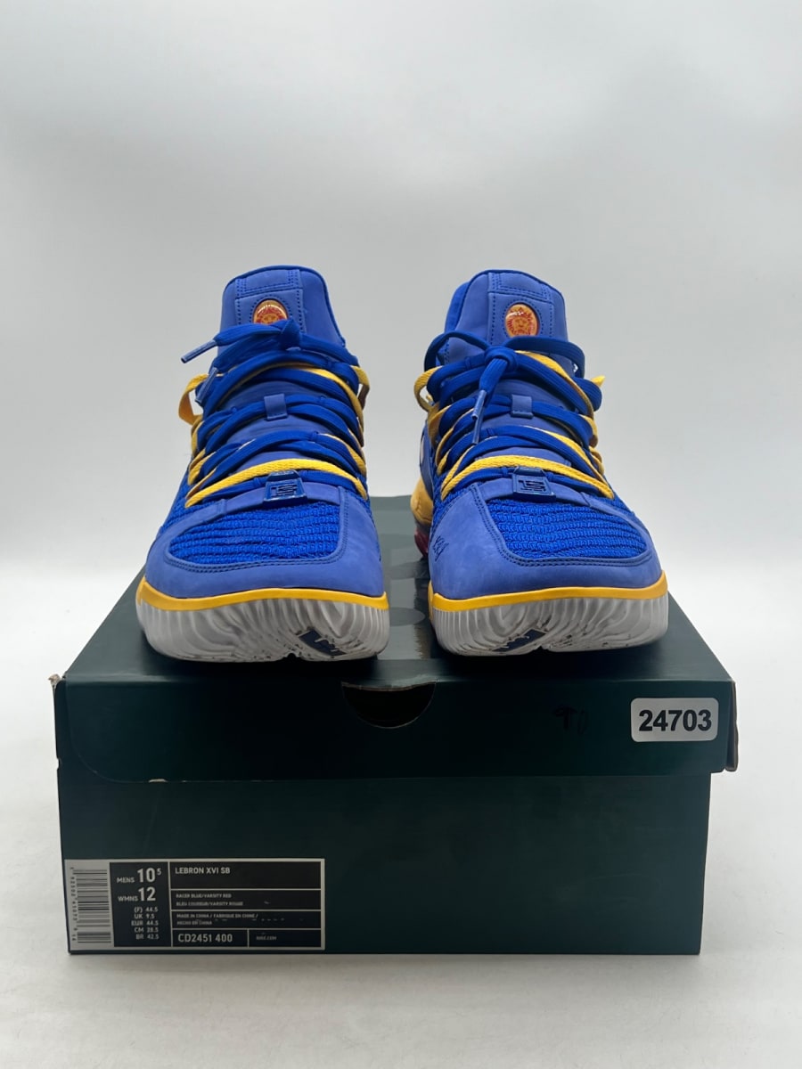 Nike LeBron 16 Superman SuperBron Blue 10.5 (Lightly Worn Pre-Owned)NikeRacer Blue/Varsity Red-Varsity Maize - Image 2