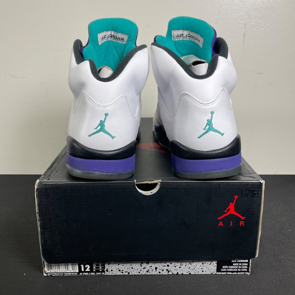 Jordan 5 Retro Grape (2013) 12 (Moderately Worn Pre-Owned)JordanWhite/Emerald-New Grape-Ice Blue - Image 4