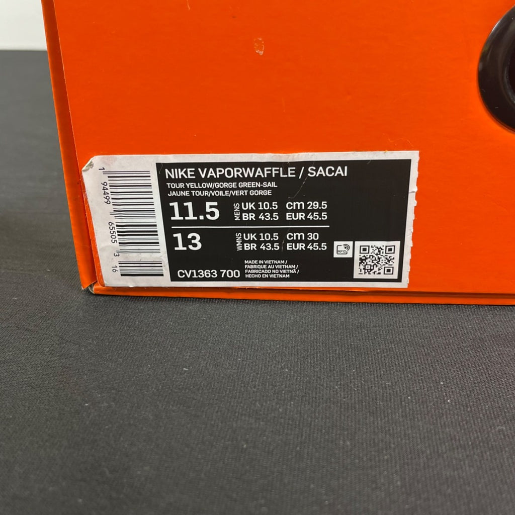 Nike Vaporwaffle sacai Tour Yellow Stadium Green 11.5 (Moderately Worn Pre-Owned)NikeTour Yellow/Stadium Green-Sail - Image 7