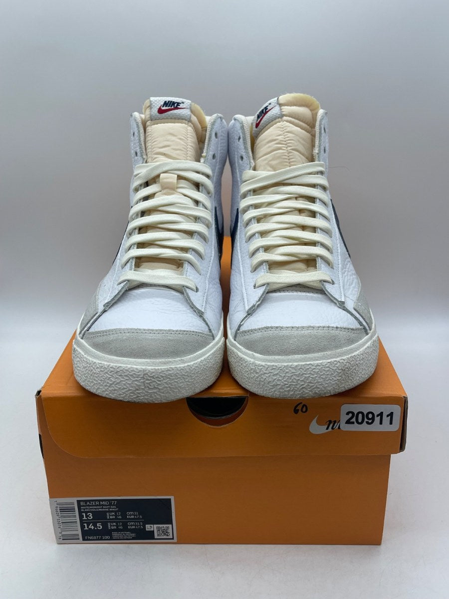 Nike Blazer Mid '77 White Midnight Navy Sail Gym Red 13 (Moderately Worn Pre-Owned) - Image 2