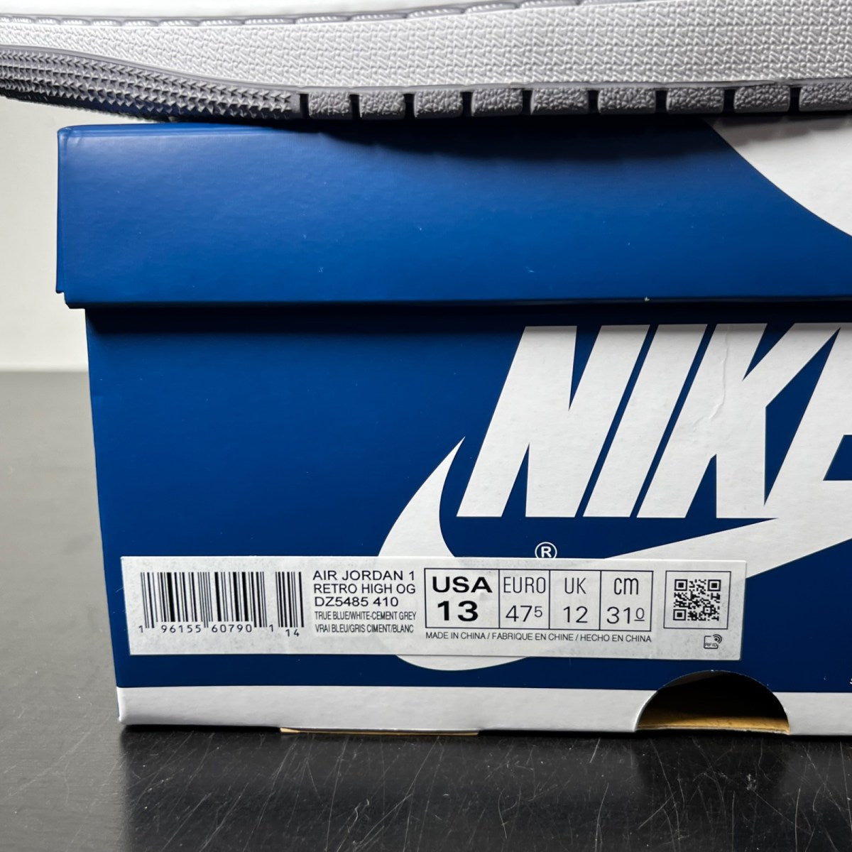 Jordan 1 Retro High OG True Blue 13 (Lightly Worn Pre-Owned)JordanTrue Blue/White/Cement Grey - Image 4