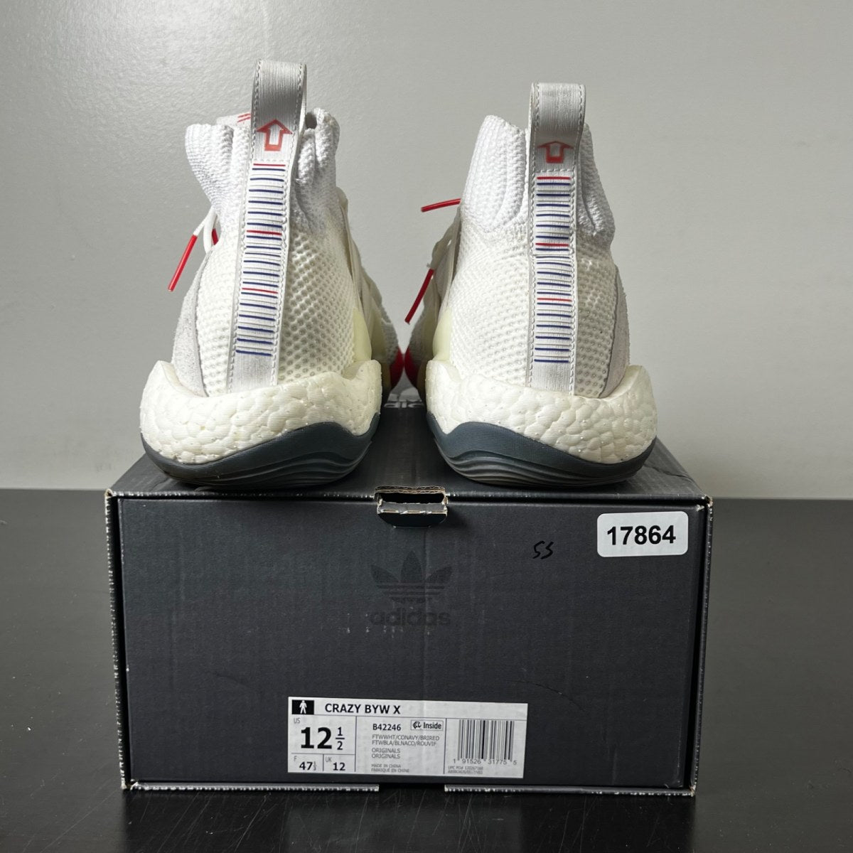 adidas Crazy BYW LVL X Daniel Arsham 12.5 (Lightly Worn Pre-Owned)adidasCloud White/Collegiate Navy/Bright Red - Image 5