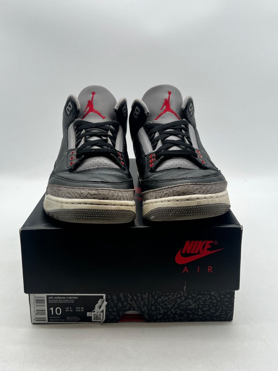 Jordan 3 Retro OG Black Cement (2024) 10 (Heavily Worn Pre-Owned)JordanBlack/Fire Red/Cement Grey/Sail - Image 2