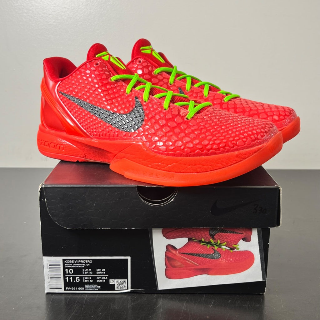 Nike Kobe 6 Protro Reverse Grinch 10 (Lightly Worn Pre-Owned)NikeBright Crimson/Black/Electric Green - Image 1