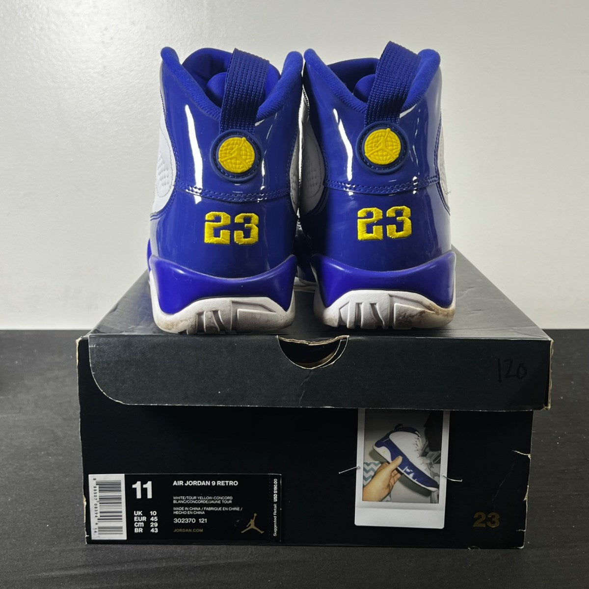 Jordan 9 Retro Kobe Bryant PE 11 (Lightly Worn Pre-Owned)JordanWhite/Concord-Tour Yellow - Image 4