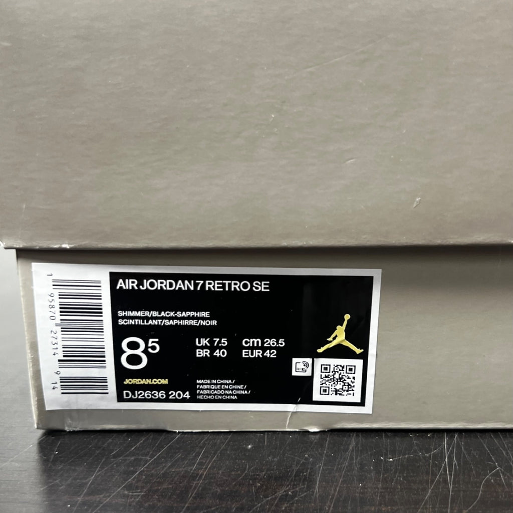 Jordan 7 Retro SE Sapphire 8.5 (Lightly Worn Pre-Owned)JordanShimmer/Black/Sapphire - Image 6
