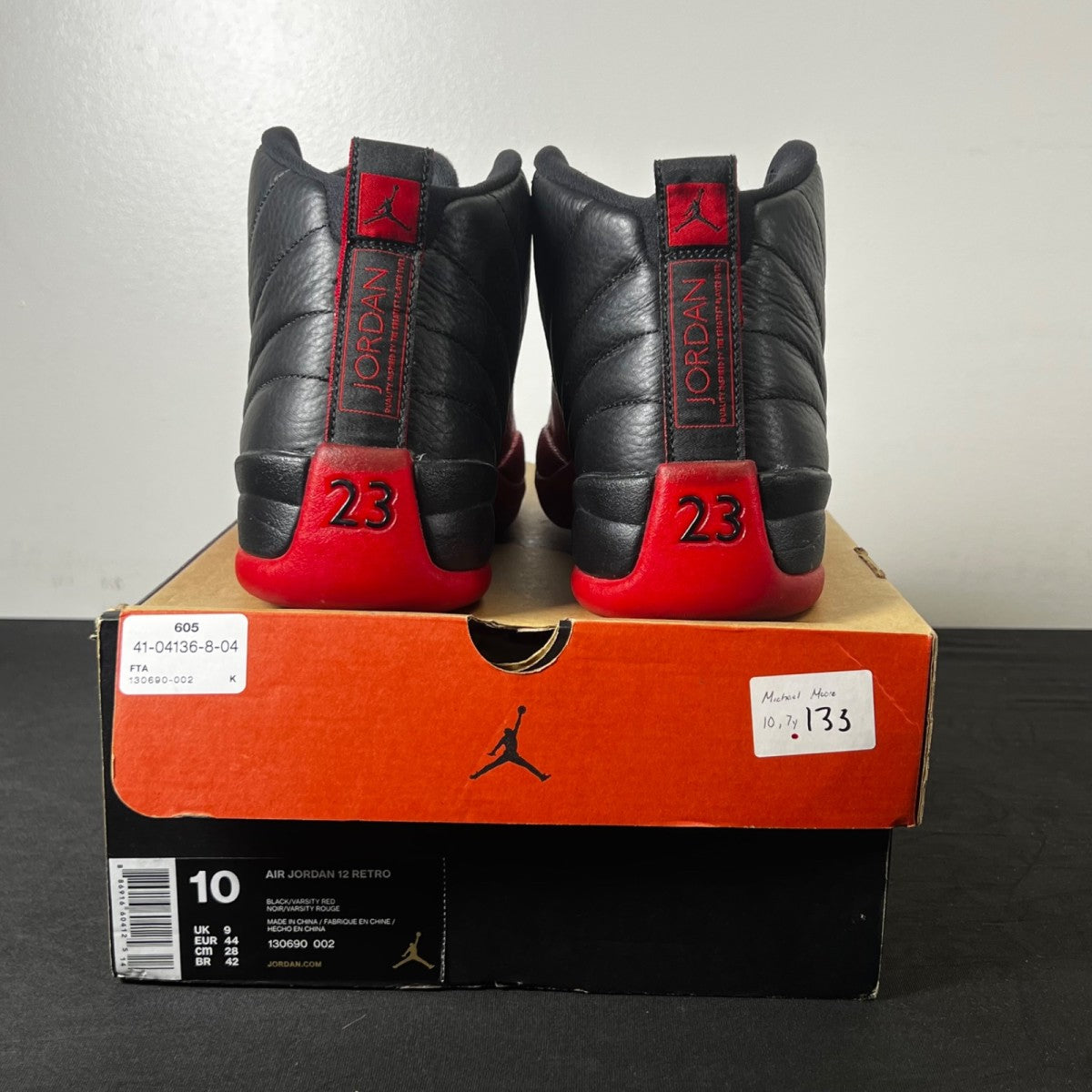 Jordan 12 Retro Flu Game (2016) 10 (Lightly Worn Pre-Owned)JordanBlack/Varsity Red - Image 5