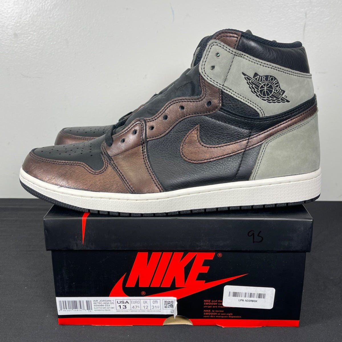 Jordan 1 Retro High Light Army Rust Shadow Patina 13 (Moderately Worn Pre-Owned)JordanBlack/Grey-Rust - Image 3