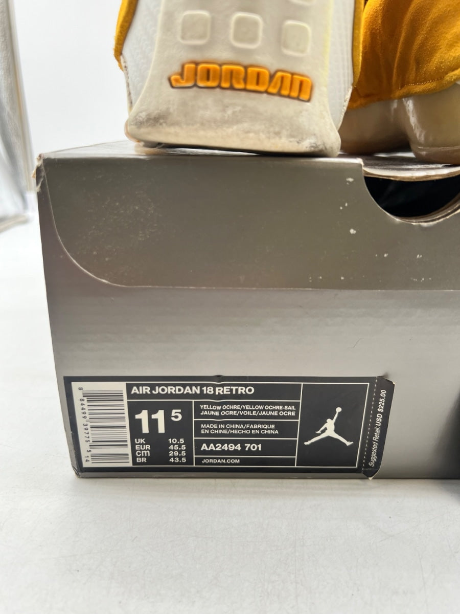 Jordan 18 Retro Yellow Ochre 11.5 (Lightly Worn Pre-Owned) - Image 3