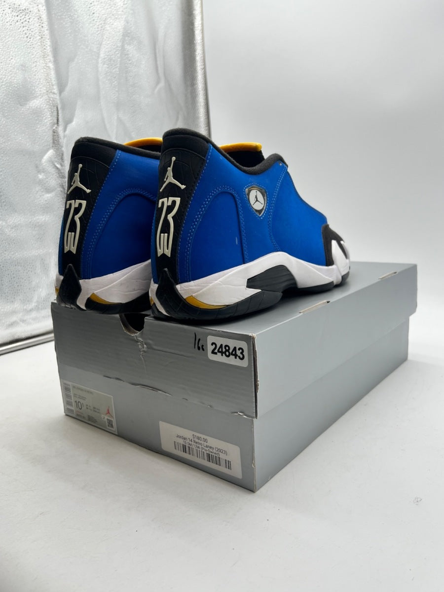 Jordan 14 Retro Laney (2023) 10.5 (Lightly Worn Pre-Owned)JordanVarsity Royal/Black-Varsity Maize-White - Image 3