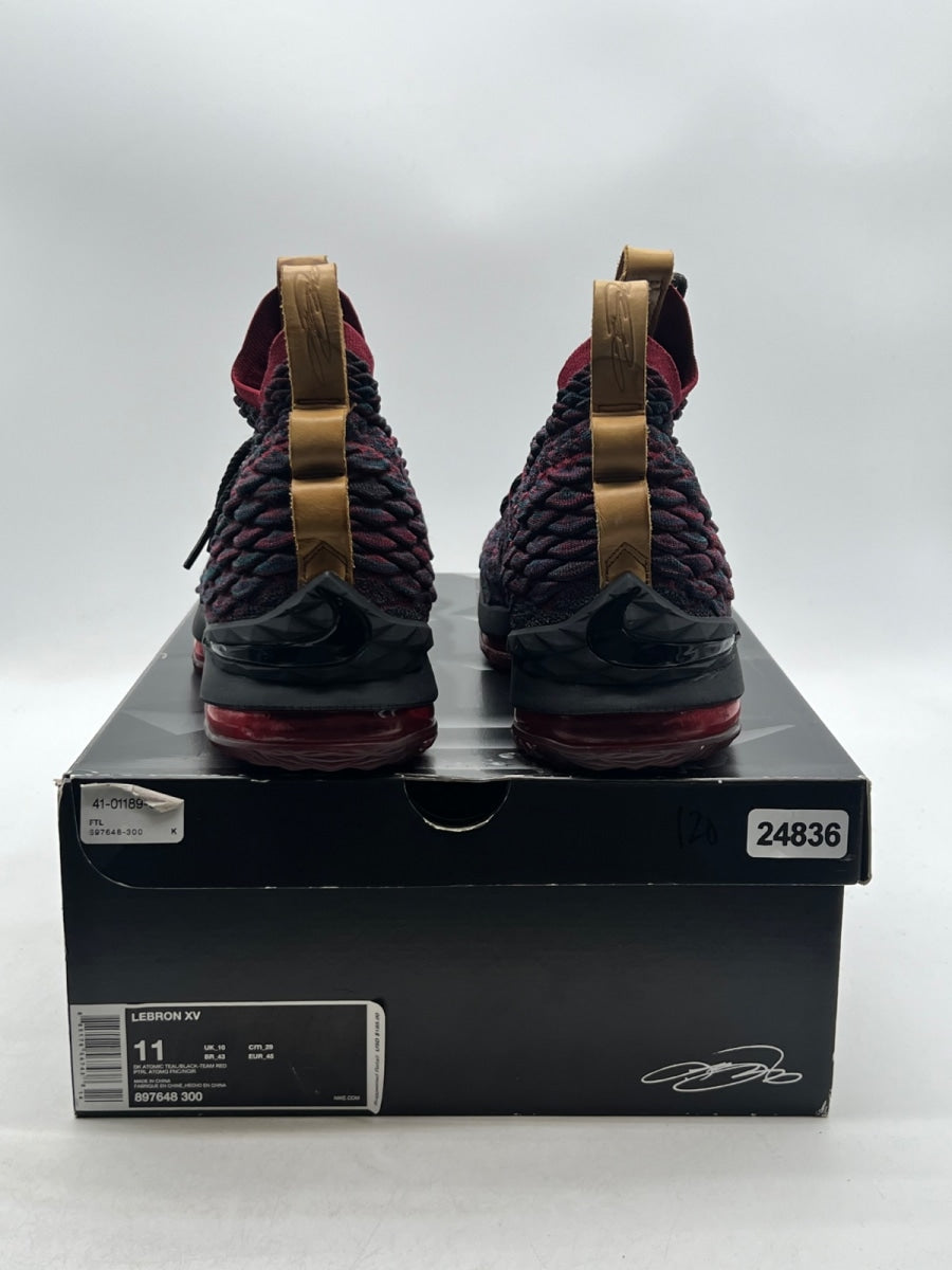 Nike LeBron 15 New Heights 11 (Lightly Worn Pre-Owned)NikeDark Atomic Teal/Ale Brown-Team Red - Image 3