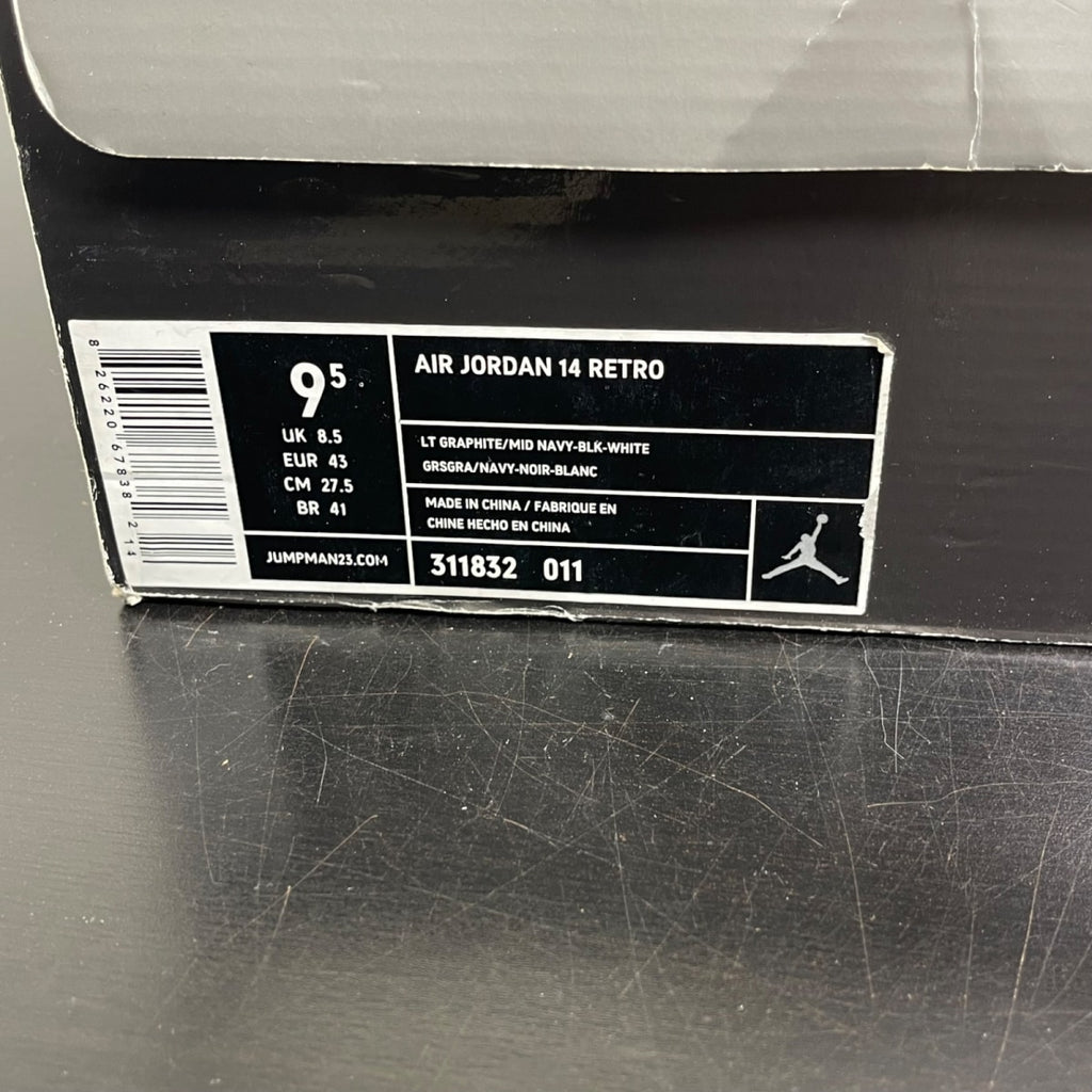 Jordan 14 Retro Light Graphite (2011) 9.5 (Heavily Worn Pre-Owned)JordanLight Graphite/Midnight Navy-Black - Image 7