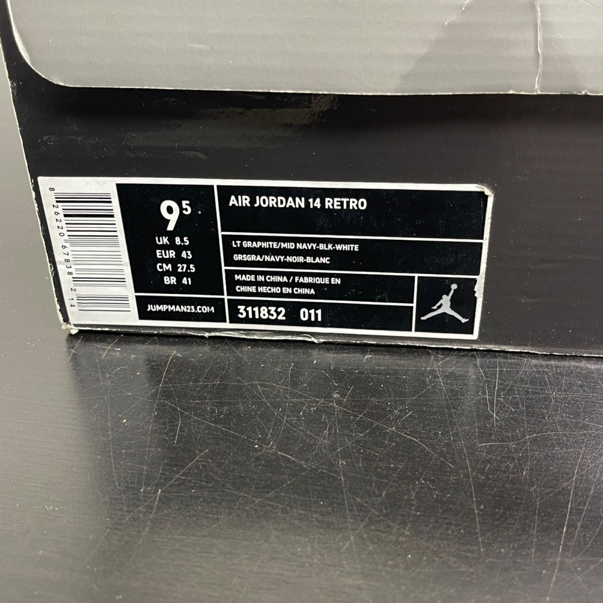 Jordan 14 Retro Light Graphite (2011) 9.5 (Heavily Worn Pre-Owned)JordanLight Graphite/Midnight Navy-Black - Image 7