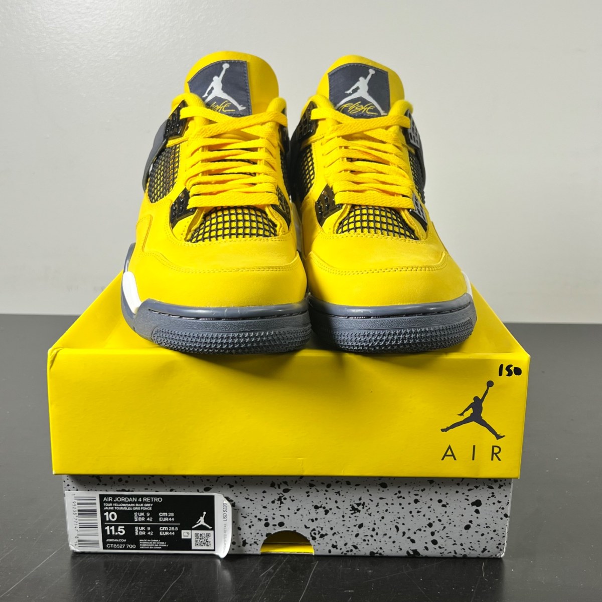 Jordan 4 Retro Lightning (2021) 10 (Lightly Worn Pre-Owned)JordanTour Yellow/White-Dark Blue Grey - Image 2