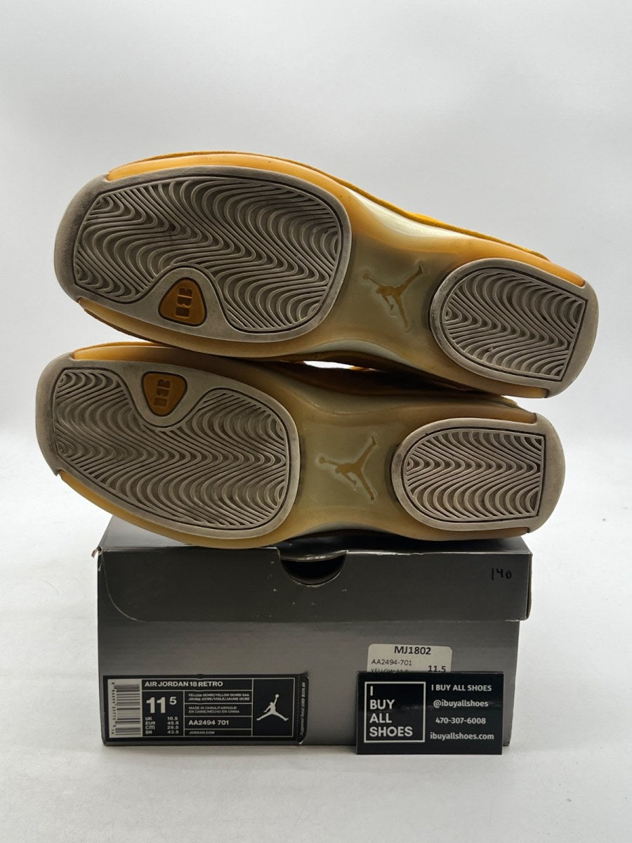 Jordan 18 Retro Yellow Ochre 11.5 (Lightly Worn Pre-Owned) - Image 7