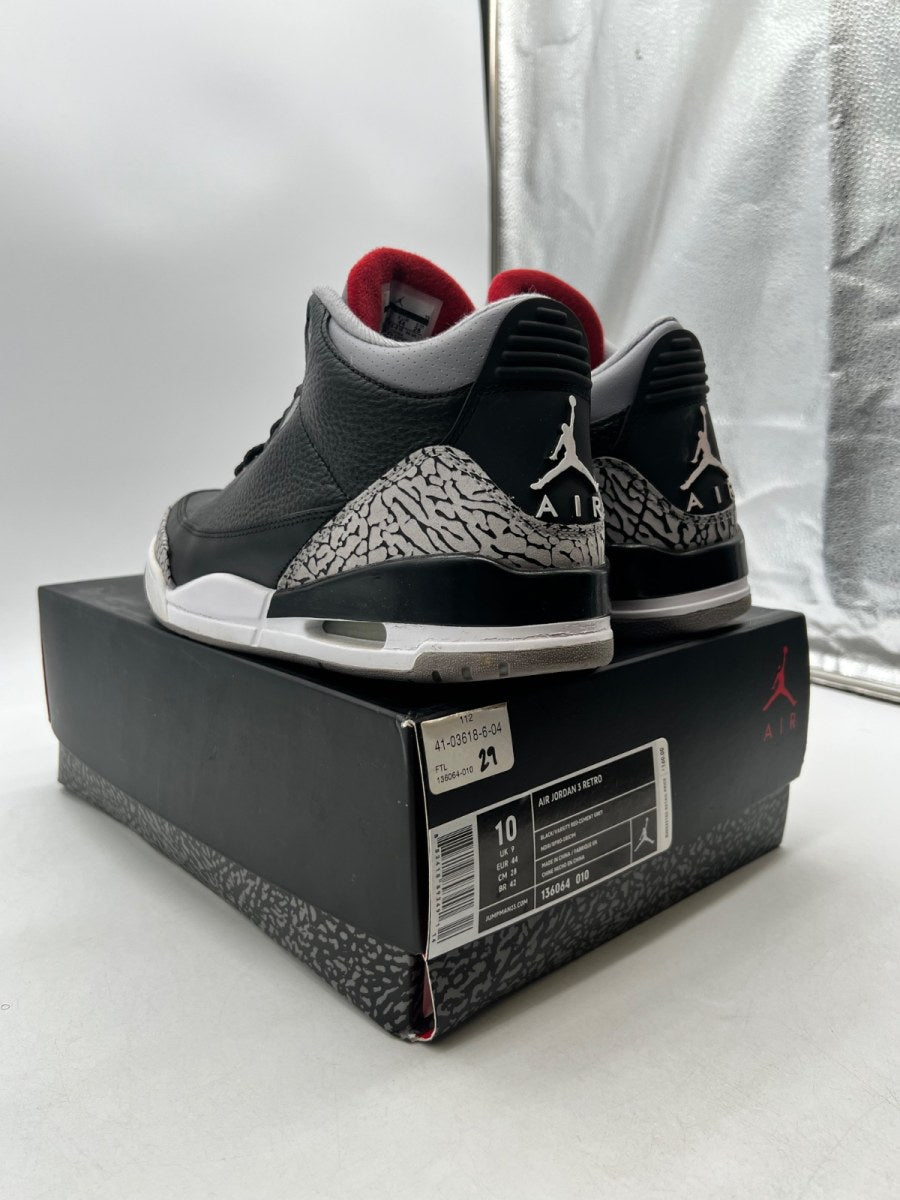 Jordan 3 Retro Black Cement (2011) 10 (Lightly Worn Pre-Owned)JordanBlack/Cement Grey-White-Varsity Red - Image 6
