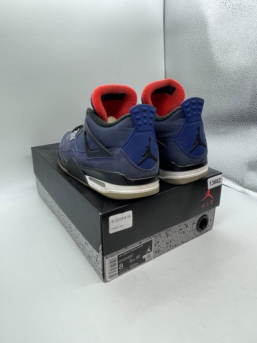 Jordan 4 Retro Winterized Loyal Blue 8 (Moderately Worn Pre-Owned)JordanLoyal Blue/White-Habanero Red-Black - Image 4