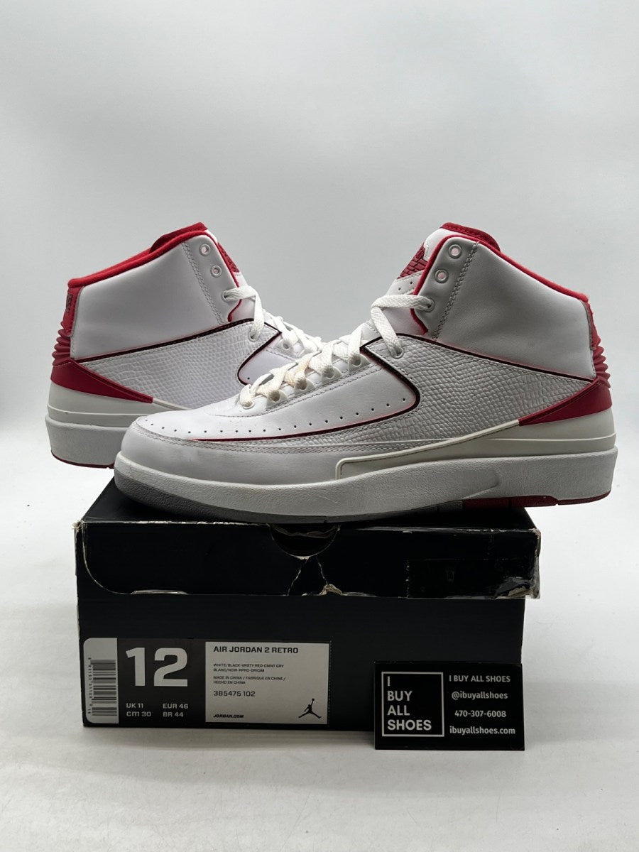 Jordan 2 Retro White Red (2014) 12 (Moderately Worn Pre-Owned) - Image 1