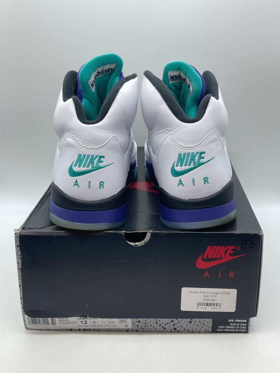 Jordan 5 Retro Grape (2025) 12 (Moderately Worn Pre-Owned)JordanWhite/Grape Ice-New Emerald - Image 3
