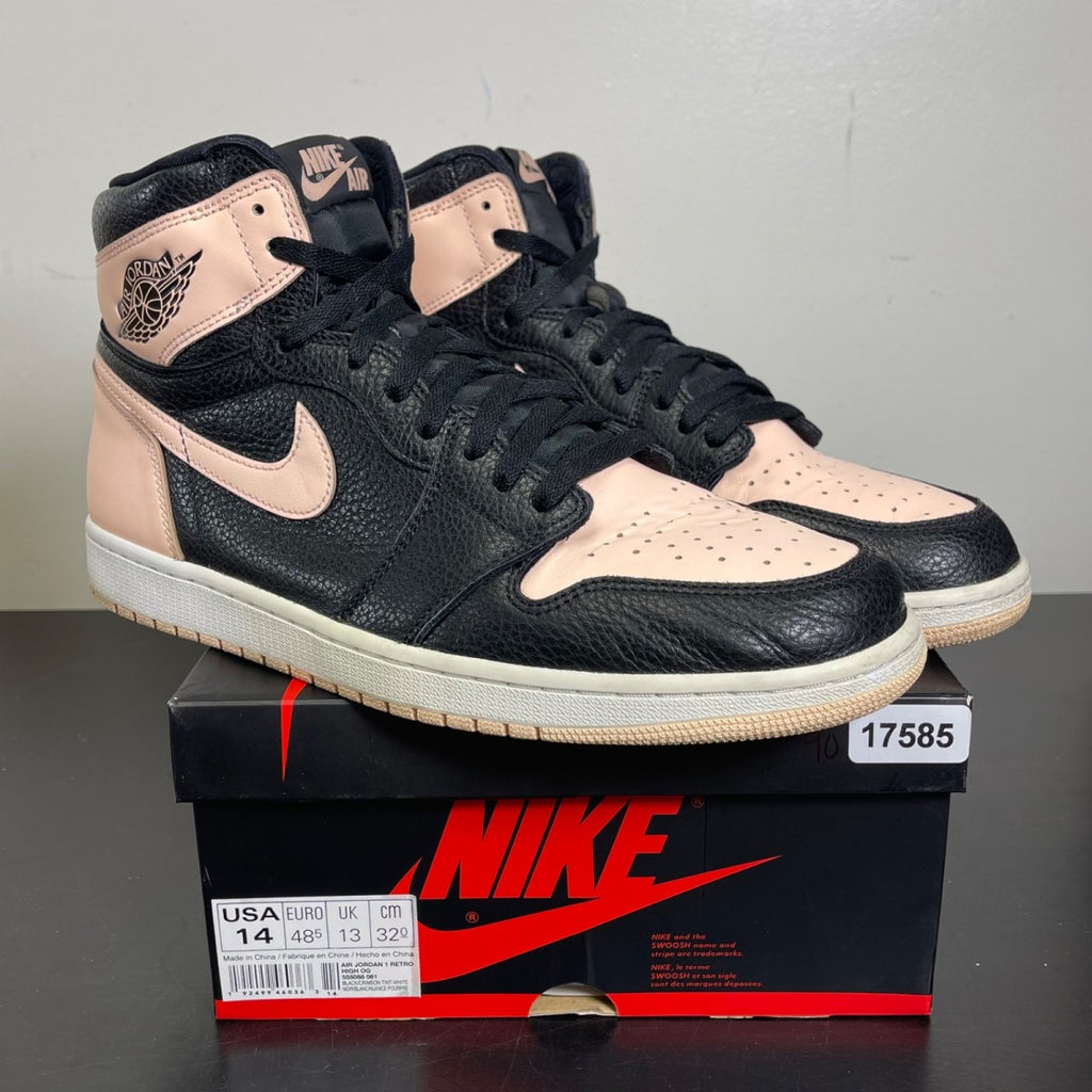 Jordan 1 Retro High Black Crimson Tint 14 (Moderately Worn Pre-Owned)JordanBlack/Crimson Tint-White-Hyper Pink-Mystic Green - Image 1