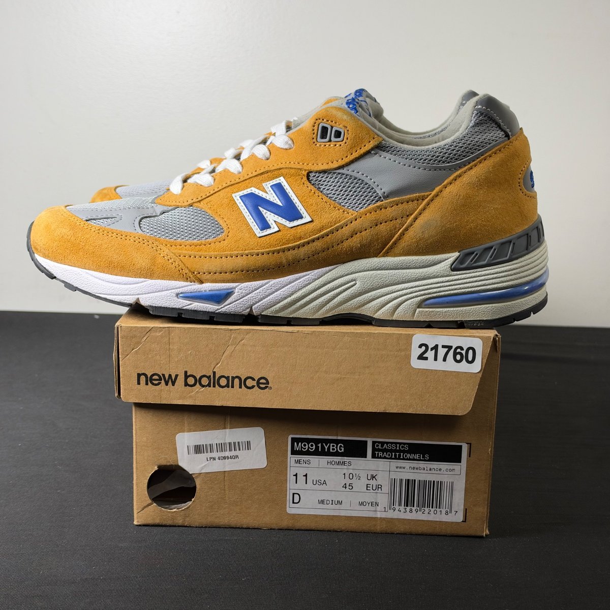 New Balance 991 Yellow Blue (Size 11) - aux