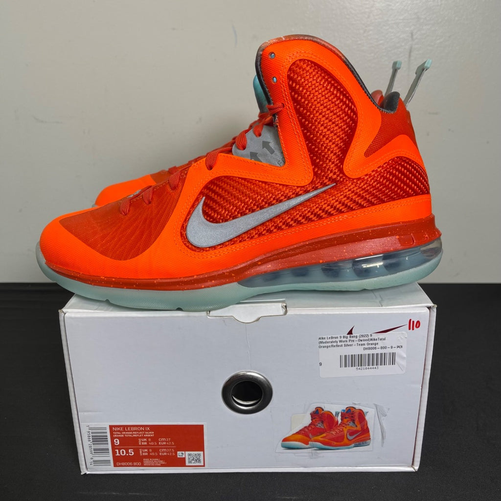 Nike LeBron 9 Big Bang (2022) 9 (Moderately Worn Pre-Owned)NikeTotal Orange/Reflect Silver-Team Orange - Image 3