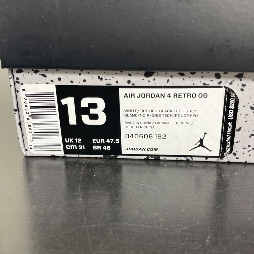 Jordan 4 Retro White Cement (2016) 13 (Moderately Worn Pre-Owned)JordanWhite/Fire Red-Black-Tech Grey - Image 7