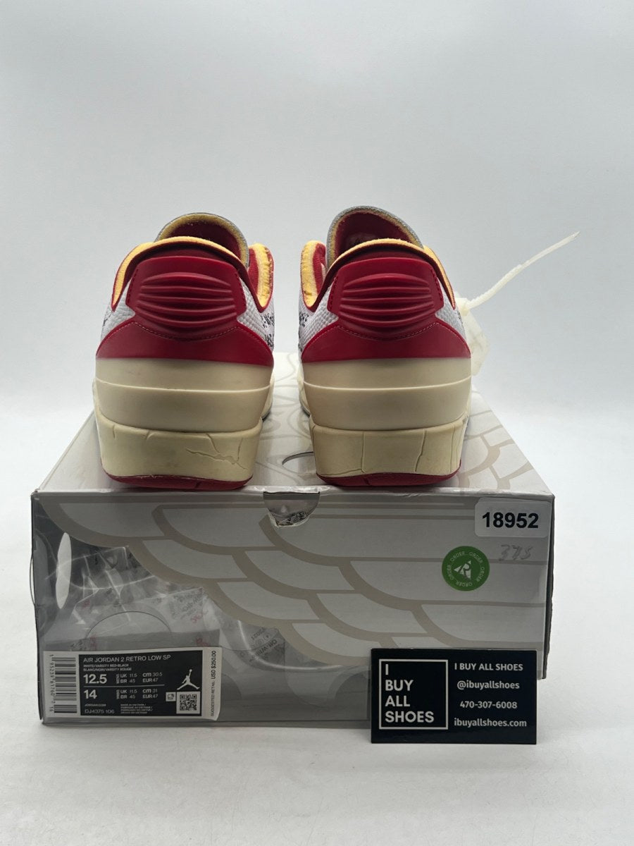 Jordan 2 Retro Low SP Off-White White Red 12.5 (Lightly Worn Pre-Owned) - Image 3