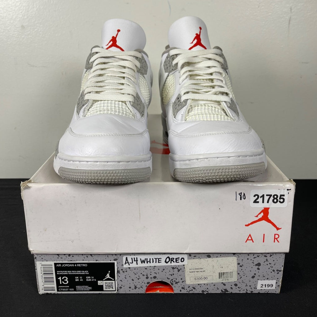 Jordan 4 Retro White Oreo (2021) 13 (Moderately Worn Pre-Owned)JordanWhite/Tech Grey-Black-Fire Red - Image 2