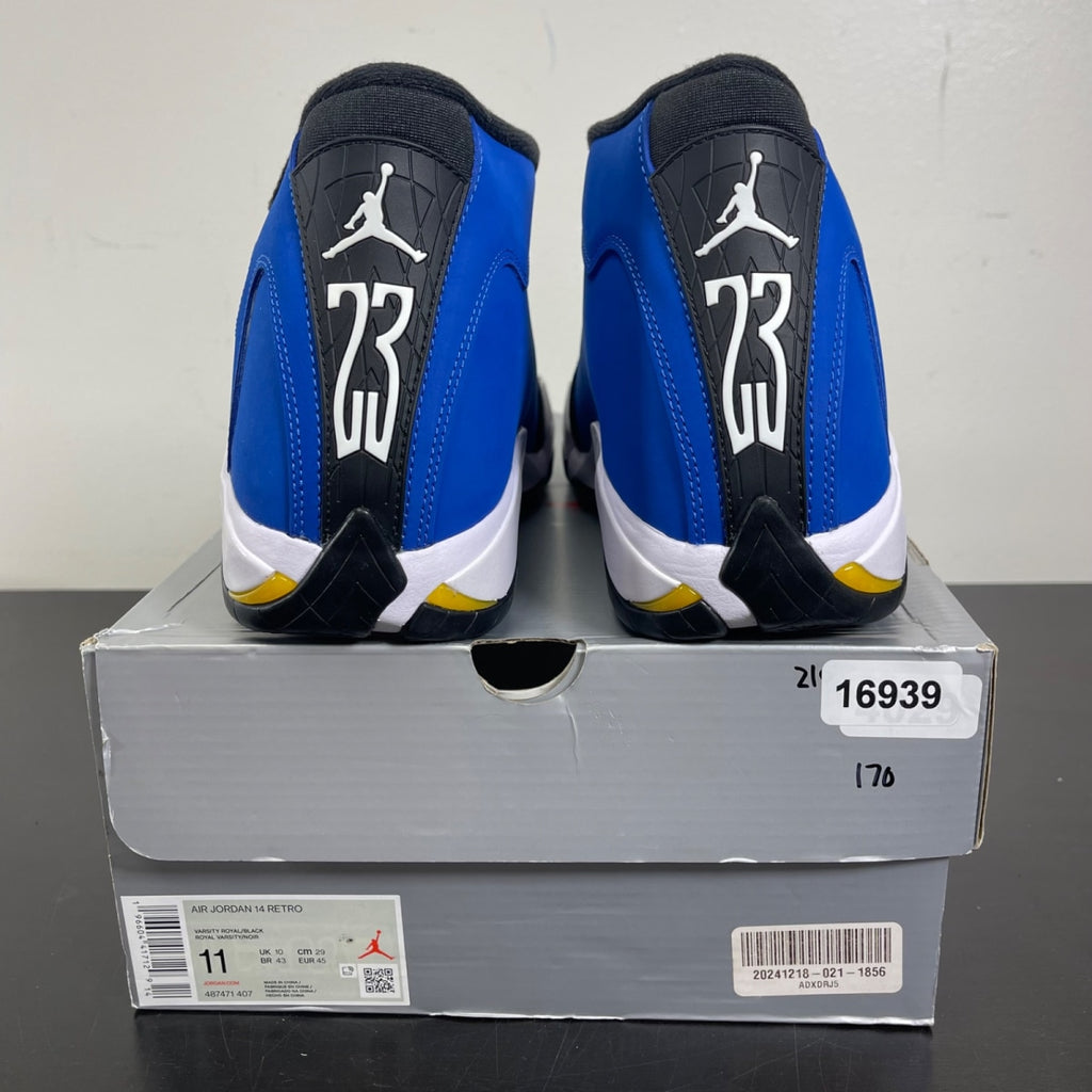 Jordan 14 Retro Laney (2023) 11 (Moderately Worn Pre-Owned)JordanVarsity Royal/Black-Varsity Maize-White - Image 4