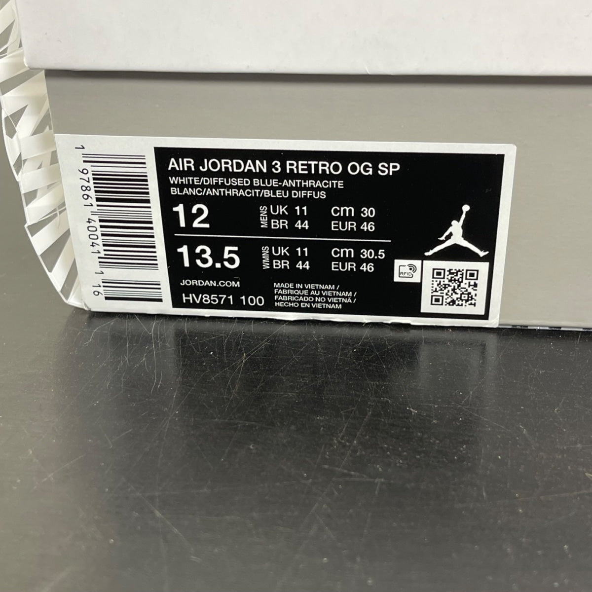 Jordan 3 Retro OG SP A Ma Maniére Diffused Blue Diffused Blue 12 (Moderately Worn Pre-Owned)JordanWhite/Diffused Blue/Anthracite/Muslin - Image 7