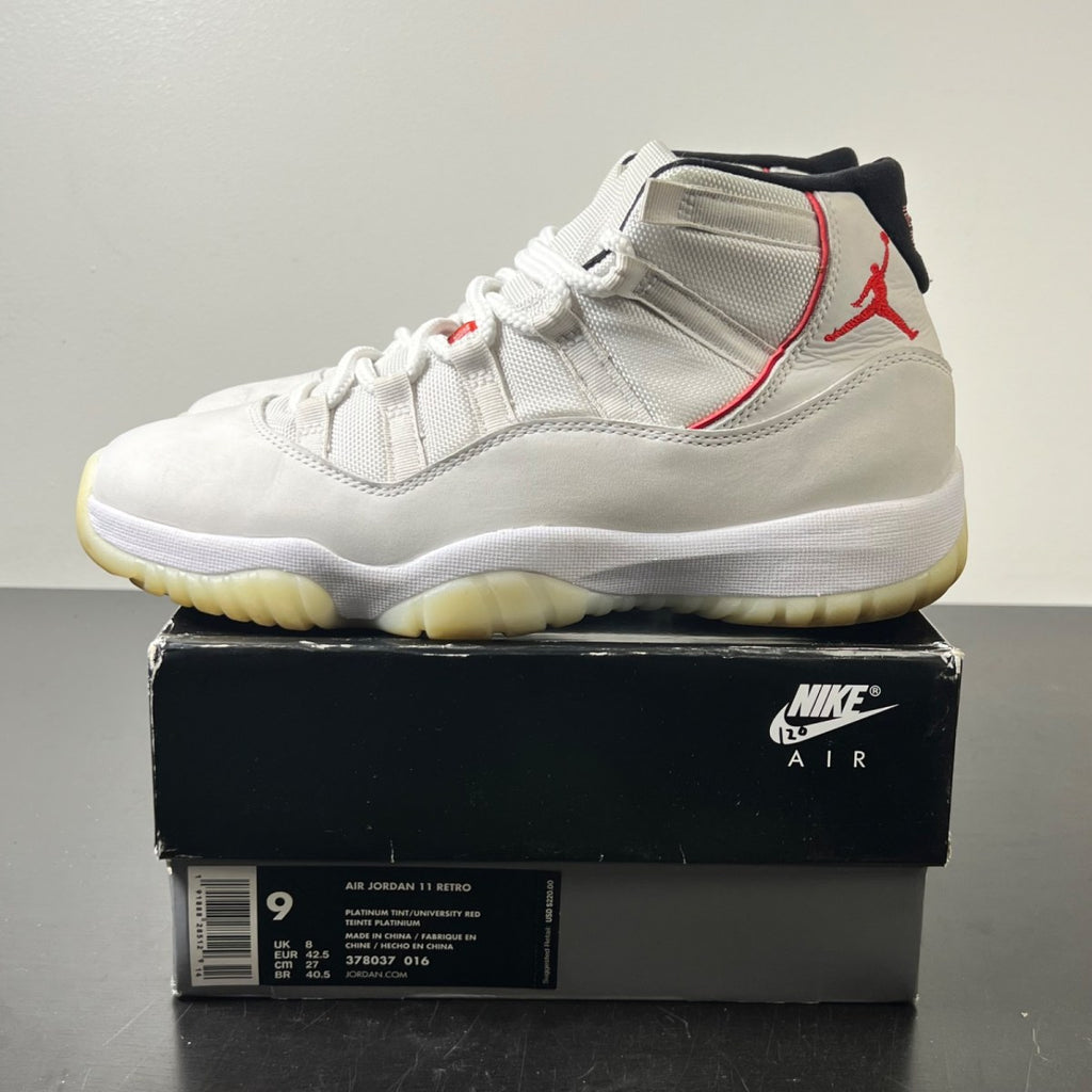 Jordan 11 Retro Platinum Tint 9 (Lightly Worn Pre-Owned)JordanPlatinum Tint/Sail-University Red-Black - Image 3