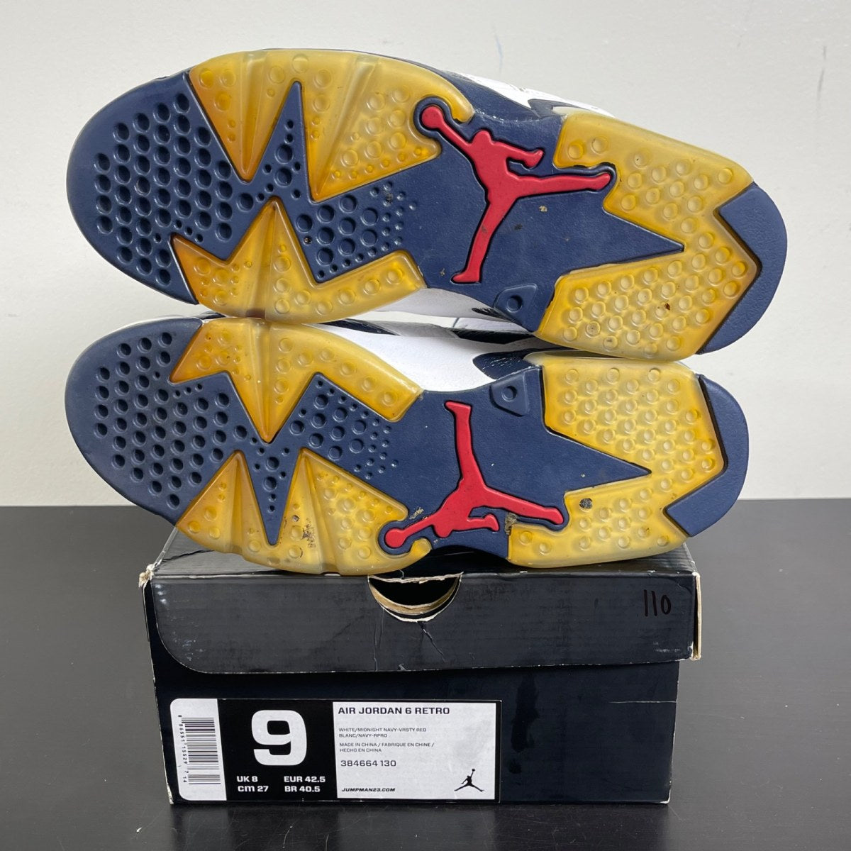 Jordan 6 Retro Olympic London (2012) 9 (Moderately Worn Pre-Owned)JordanWhite/Midnight Navy-Varsity Red - Image 5