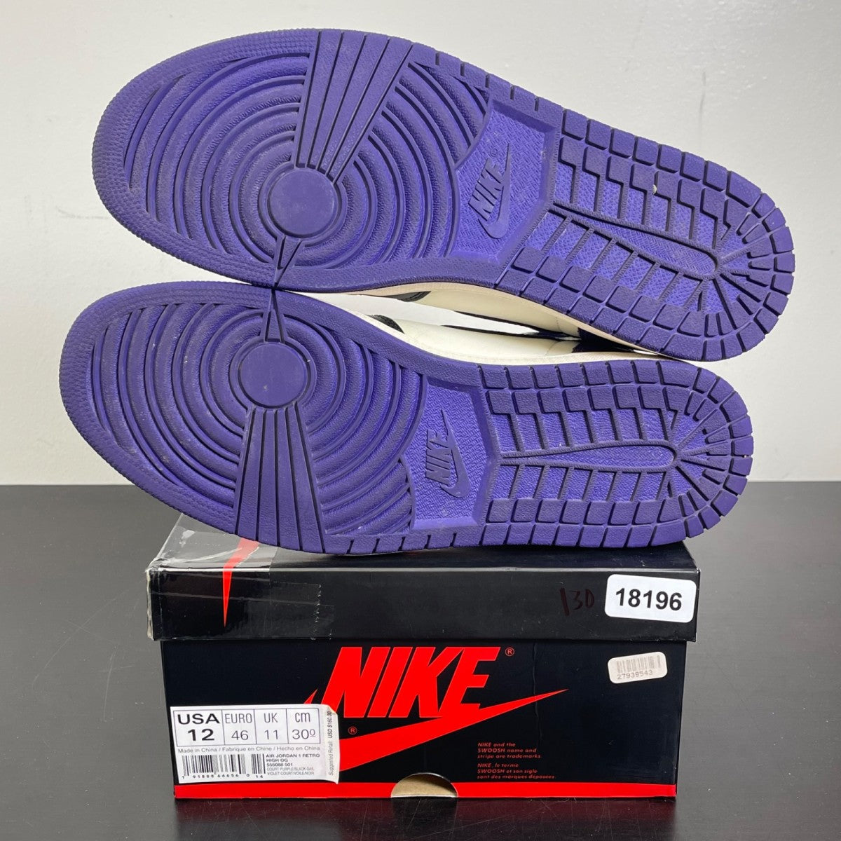 Jordan 1 Retro High Court Purple 12 (Moderately Worn Pre-Owned)JordanCourt Purple/Black-Sail - Image 5