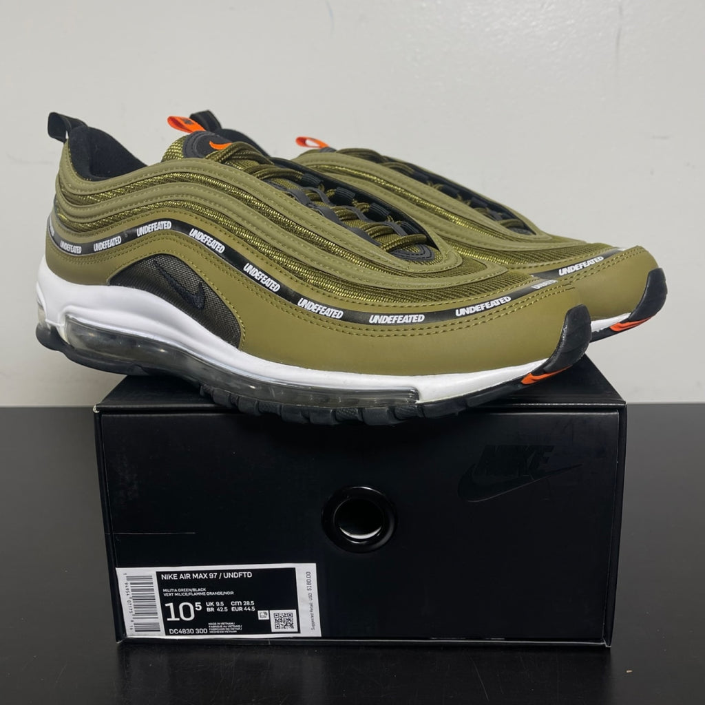 Nike Air Max 97 Undefeated Black Volt 10.5 (Moderately Worn Pre-Owned)NikeBlack/Volt/Militia Green - Image 1
