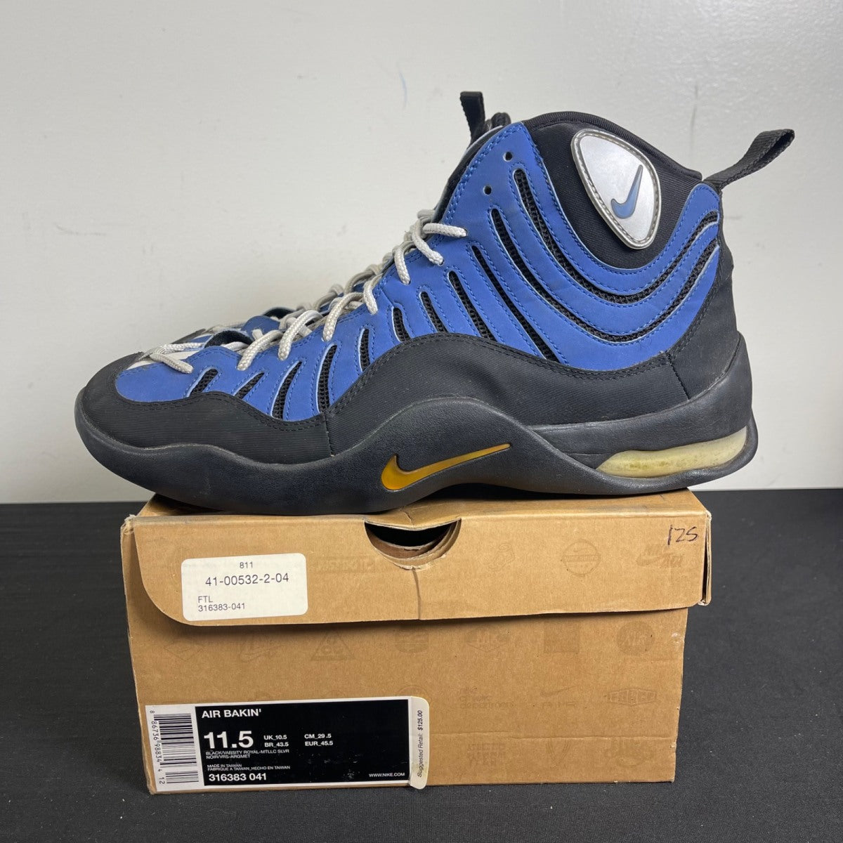 Nike Air Bakin Black Varsity Royal (2008) (Size 11.5) - Image 3