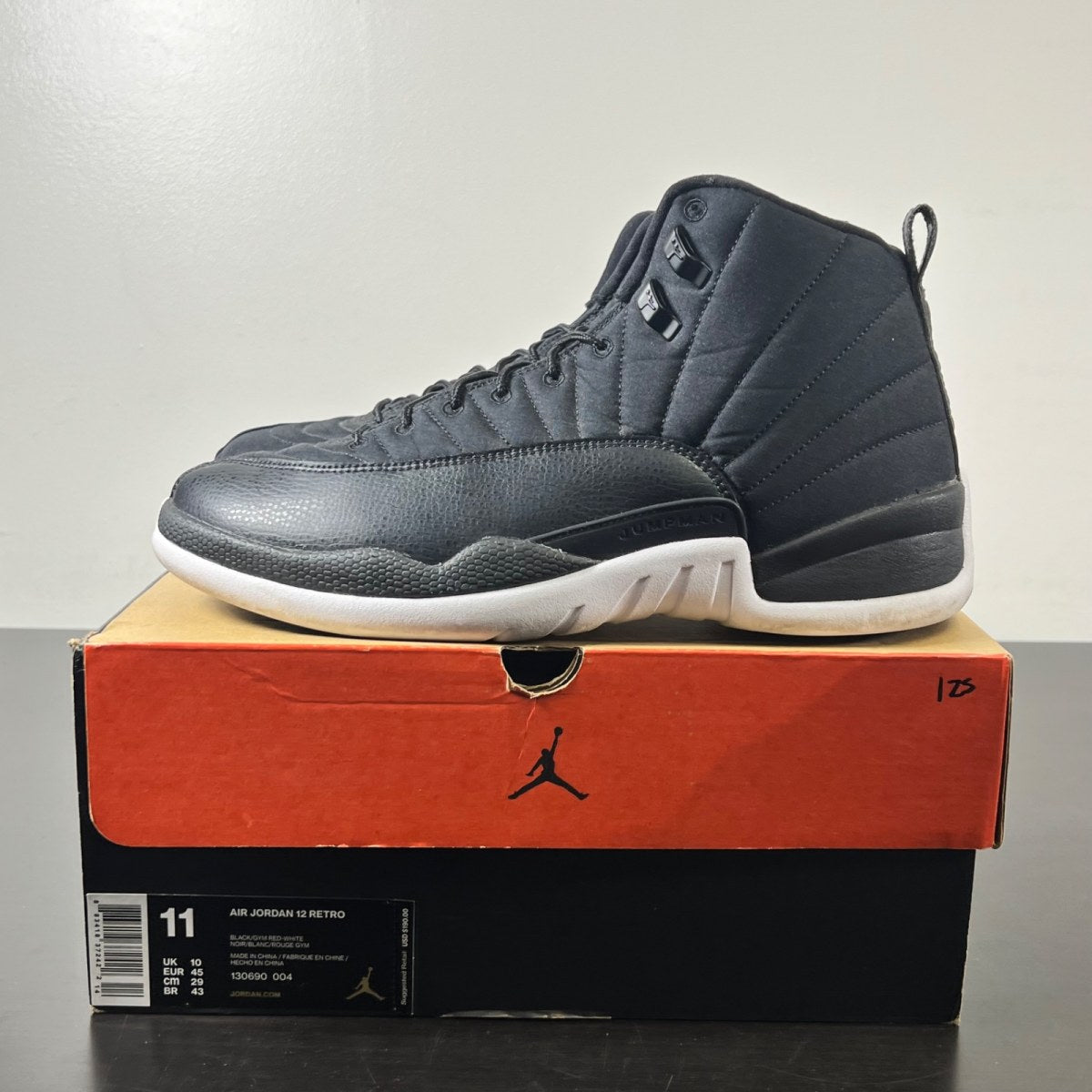 Jordan 12 Retro Nylon 11 (Lightly Worn Pre-Owned)JordanBlack/Gym Red-White - Image 3