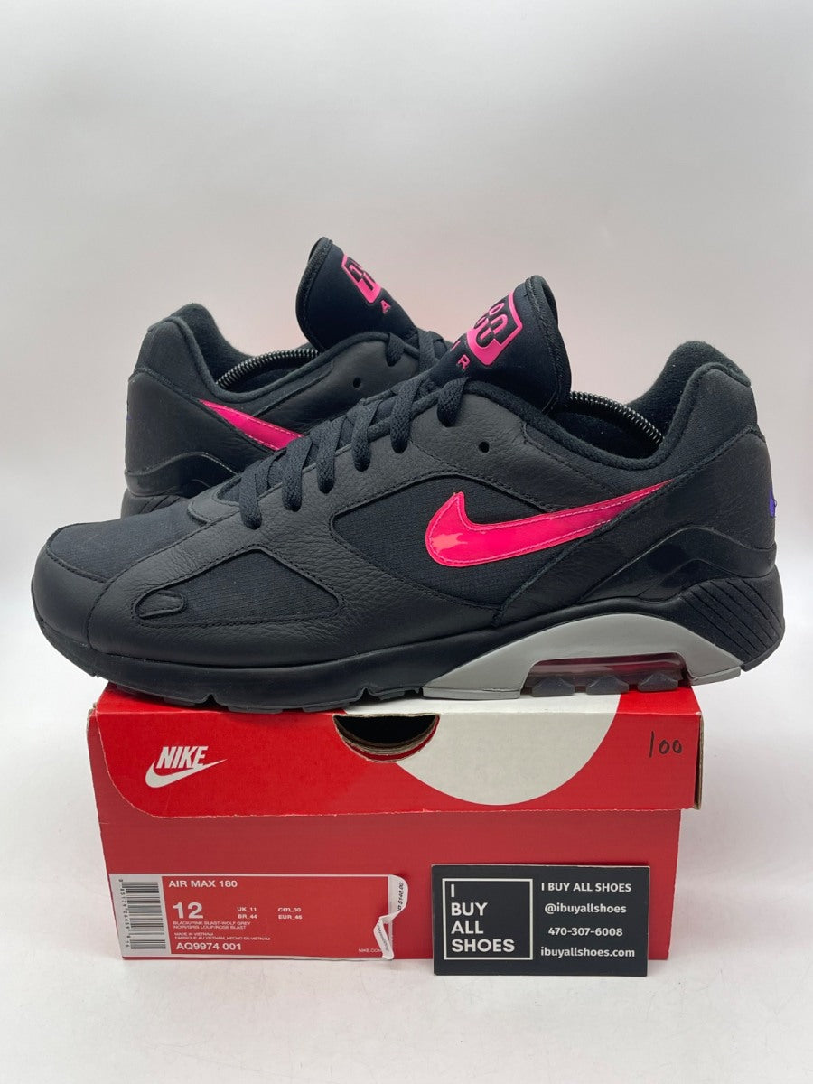 Nike Air Max 180 Black Pink Blast 12 (Moderately Worn Pre-Owned) - Image 1