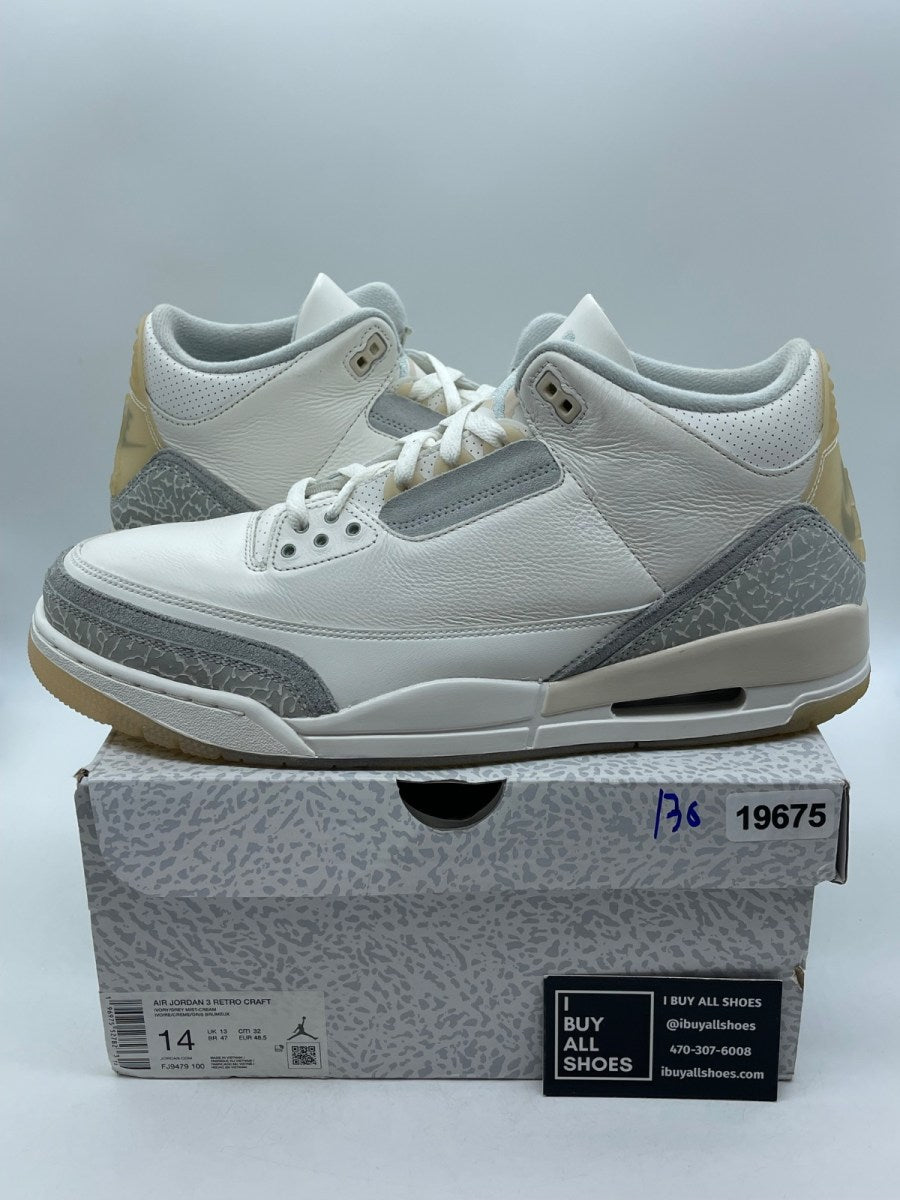 Jordan 3 Retro Craft Ivory 14 (Moderately Worn Pre-Owned) - Image 1