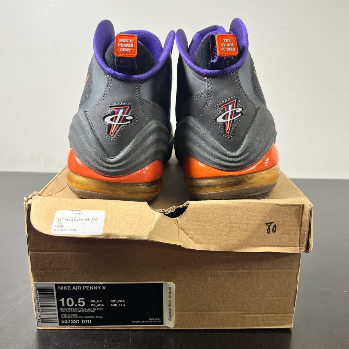 Nike Penny V Phoenix Suns 10.5 (Moderately Worn Pre-Owned)NikeDark Grey/Black-Rave Pink-Court Purple - Image 7
