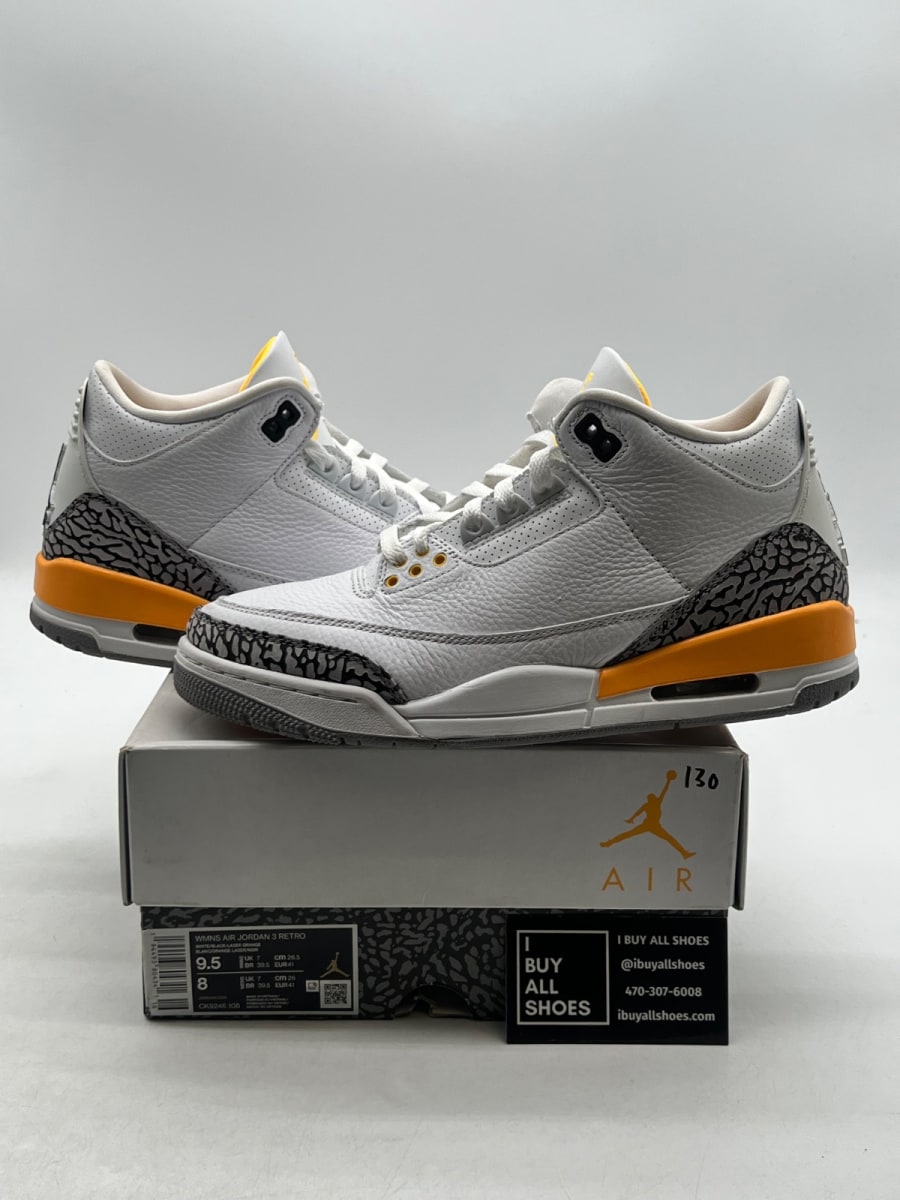 Jordan 3 Retro Laser Orange (Women's) 9.5W (Lightly Worn Pre-Owned) - Image 1