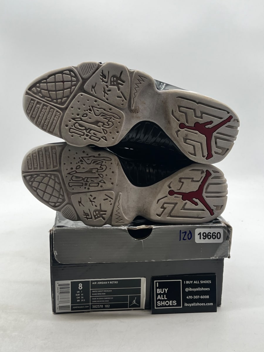 Jordan 9 Retro White Black Red (2010) 8 (Moderately Worn Pre-Owned) - Image 8