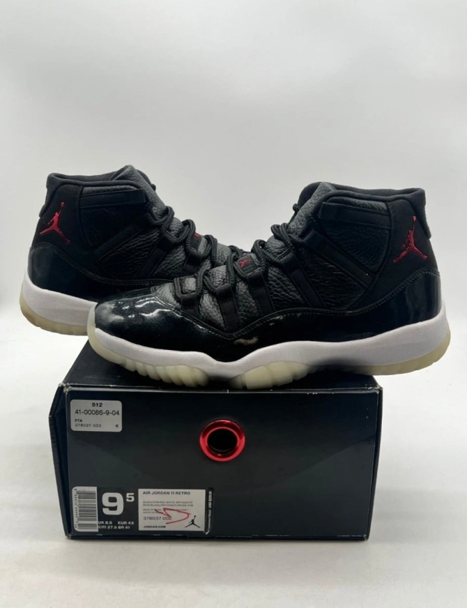 Jordan 11 Retro 72-10 9.5 (Moderately Worn Pre-Owned)JordanBlack/Gym Red-White-Anthracite - Image 1
