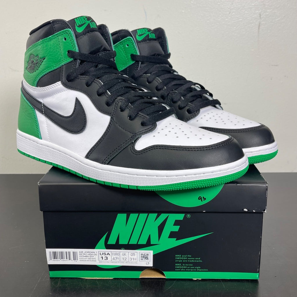 Jordan 1 Retro High OG Lucky Green 13 (Moderately Worn Pre-Owned)JordanBlack/Lucky Green-White - Image 1