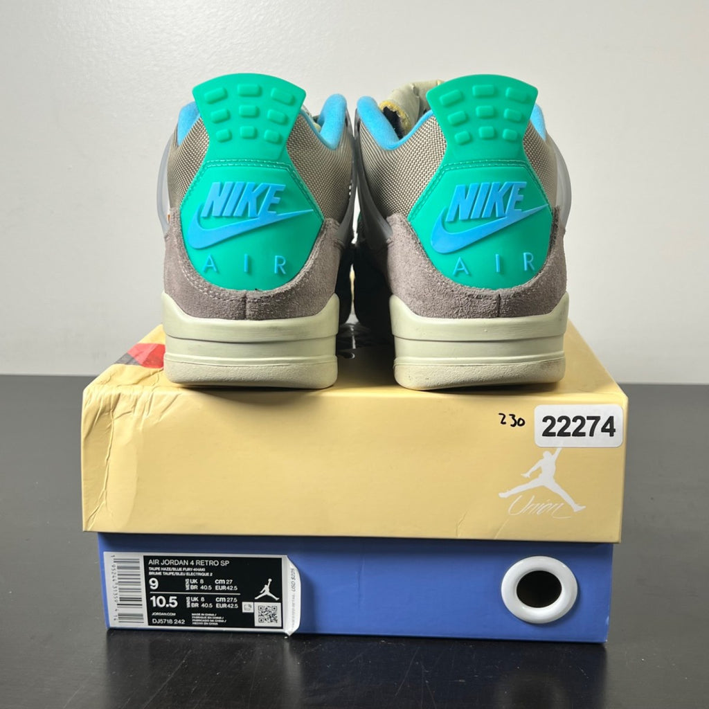 Jordan 4 Retro SP 30th Anniversary Union Taupe Haze 9 (Lightly Worn Pre-Owned)JordanTaupe Haze/Blue Fury-Khaki-Roma Green - Image 4