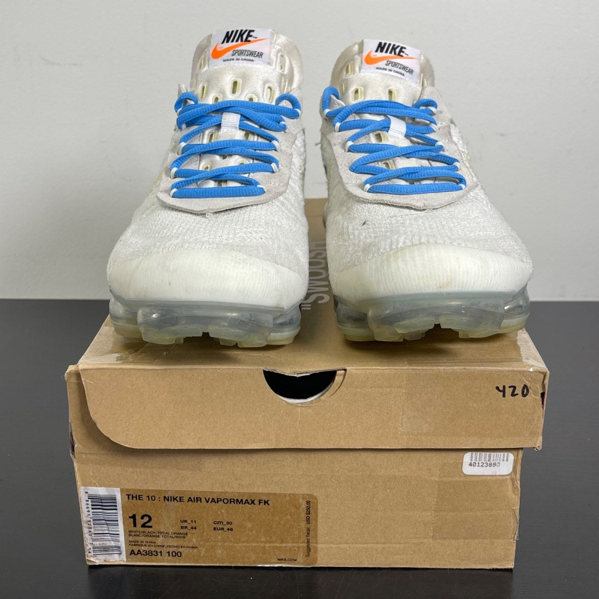 Nike Air VaporMax Off-White (2018) 12 (Moderately Worn Pre-Owned)NikeWhite/Total Orange-Black - Image 2