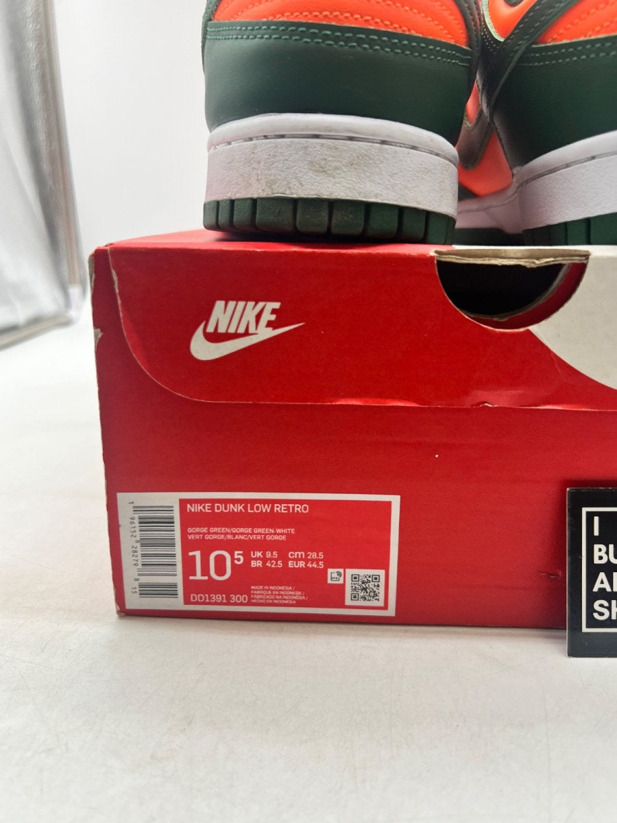 Nike Dunk Low Retro Miami Hurricanes 10.5 (Lightly Worn Pre-Owned) - Image 6